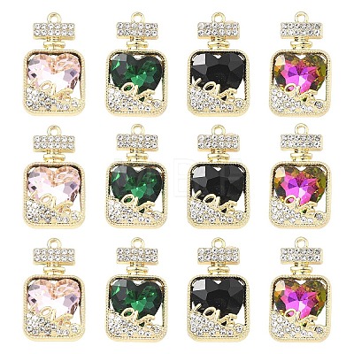 12Pcs 4 Colors Alloy Rhinestone Pendants FIND-YW0011-80-1