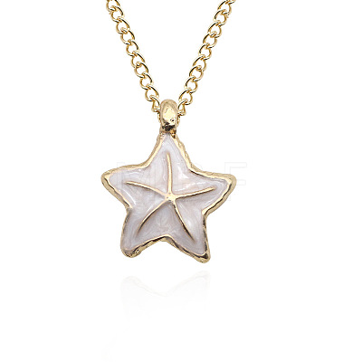 Ocean Alloy White Enamel Sea Animals Pendant Twisted Chain Necklaces FS-WG6CB92-02-1