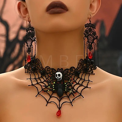 Alloy & Acrylic & PVC Lace Pendant Necklaces & Dangle Earrings FS-WGF8B70-02-1