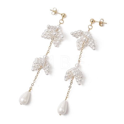 Valentine's Day 304 Stainless Steel & Shell Pearl Dangle Stud Earrings EJEW-TA00808-1