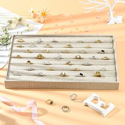 Imitation Burlap Jewelry Ring Displays RDIS-G002-03-1