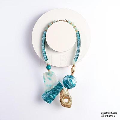 Boho Exaggerated Acrylic Geometric Bib Necklaces with Alloy Chains for Women WGBF397-03-1