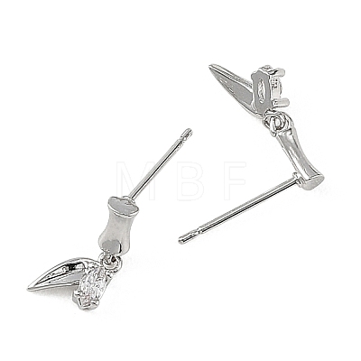 SHEGRACE Brass Micro Pave Cubic Zirconia Stud Earrings XGRQ4N869-713P-1