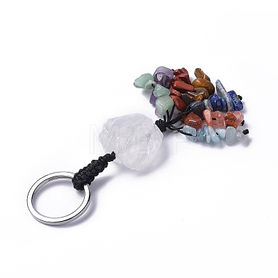 Natural Mixed Gemstone Nugget with Mixed Gemstone Chips Tassel Keychains KEYC-P012-02P-1