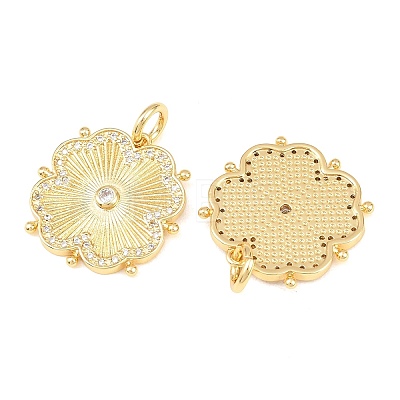 Brass Micro Pave Cubic Zirconia Pendants X-KK-C162-062G-01-1