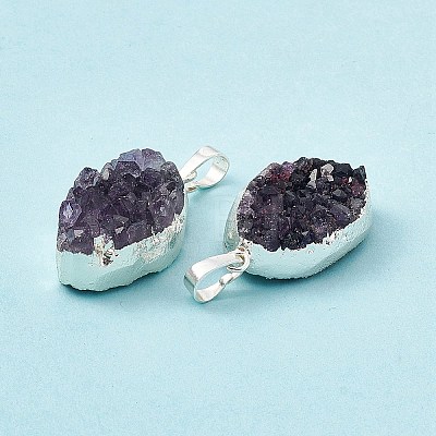 Natural Amethyst Druzy Pendants G-C002-05S-1