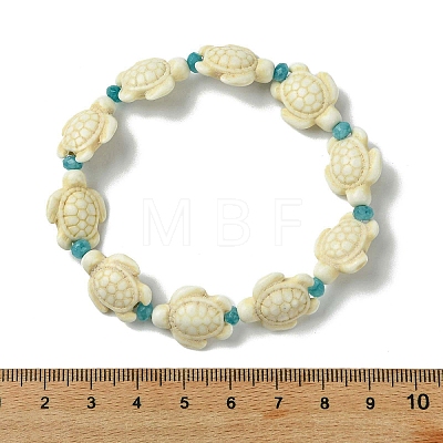 Synthetic Turquoise Beads Stretch Bracelets for Women BJEW-JB13598-02-1