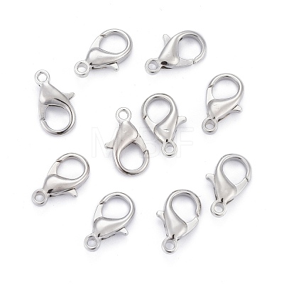Platinum Plated Alloy Lobster Claw Clasps X-E105-NF-1