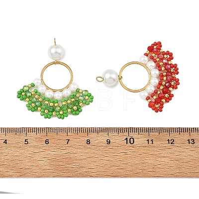 304 Stainless Steel & Glass Seed Beaded Pendants PALLOY-MZ01376-1