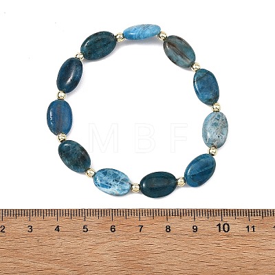 Natural Apatite & Non-magnetic Synthetic Hematite Oval Beaded Stretch Bracelets for Women Men BJEW-JB13934-02-1
