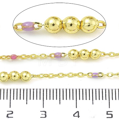 Brass Enamel Round Beaded Link Chain CHC-G022-07G-20-1