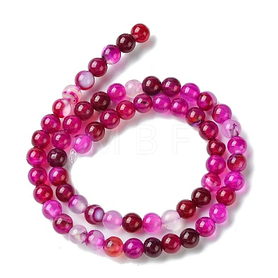 Natural Striped Agate/Banded Agate Bead Strands G-K166-13-6mm-03-1