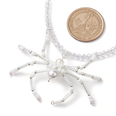 Halloween Spider Pendant Necklaces NJEW-TA00147-01-1