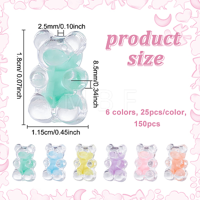 150Pcs 6 Colors Transparent Acrylic Beads OACR-NB0001-51-1