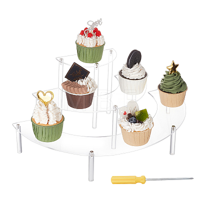 3-Tier Acrylic Semicircle Dessert Display Risers ODIS-WH0329-39-1