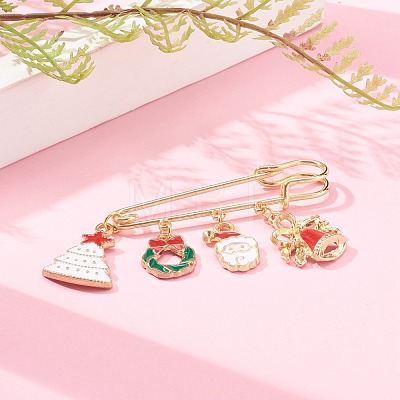 Christmas Theme Brass Safety Brooch X-JEWB-BR00046-03-1