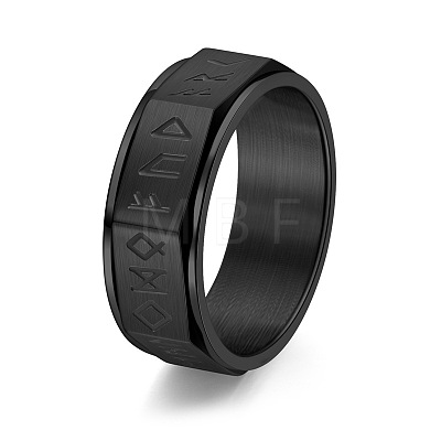 Rune Words Viking Amulet Titanium Steel Rotating Finger Ring PW-WG34578-19-1