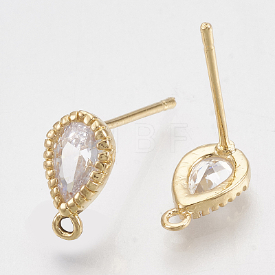 Brass Cubic Zirconia Stud Earring Findings X-KK-T035-05-1