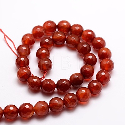 Dyed Natural Agate Faceted Round Beads Strands G-E320B-12mm-08-1