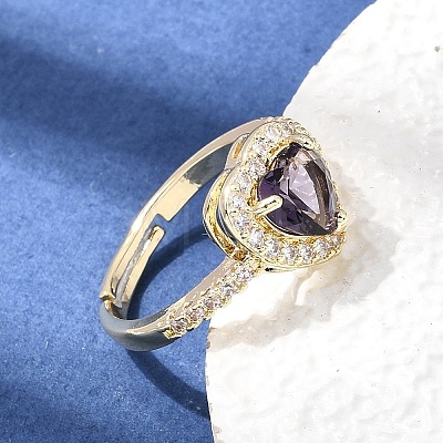 Brass Micro Pave Clear Cubic Zirconia Cuff Open Rings CU-CBA5C10-13G-1