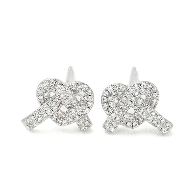 Rack Plating Brass Micro Pave Clear Cubic Zirconia Stud Earrings for Women EJEW-M260-16P-1