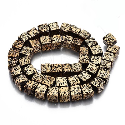 Electroplated Natural Lava Rock Beads Strands G-S374-005G-1