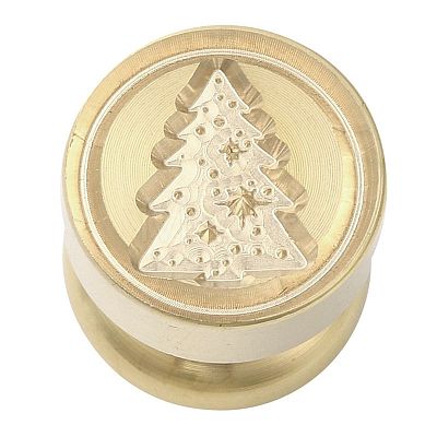 Christmas Golden Tone Round Wax Seal Brass Stamp Heads AJEW-M040-01G-A-1