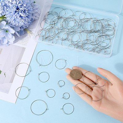 SUNNYCLUE 240Pcs 6 Size 316 Surgical Stainless Steel Wine Glass Charms Rings STAS-SC0007-25-1