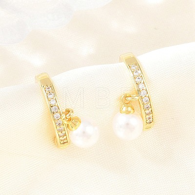 Round Brass Micro Pave Clear Cubic Zirconia Cuff Earrings EJEW-Z164-02G-1