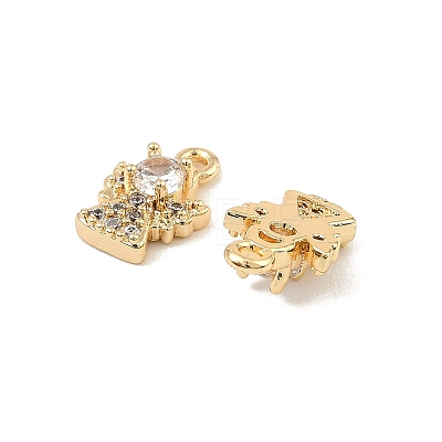 Brass Micro Pave Cubic Zirconia Charms KK-C155-03G-01-1