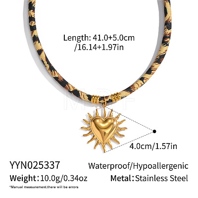 Vintage 304 Stainless Steel Pendant Leopard Print Cord Necklaces for Women HF7067-5-1