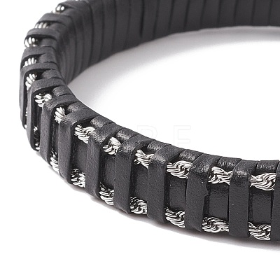 Leather Braided Cord Bracelets BJEW-E345-15-B-1