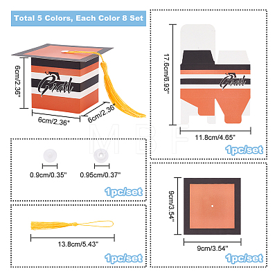 AHADERMAKER 40 Sets 5 Colors Graduation Cap Paper Folding Gift Boxes CON-GA0001-13-1