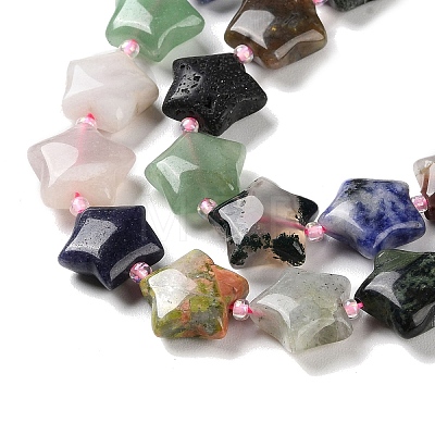 Natural & Synthetic Mixed Gemstone Beads Strands G-NH0005-025-1