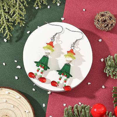 Acrylic & Shell Pearl & Glass Dangle Earrings EJEW-TA00827-1