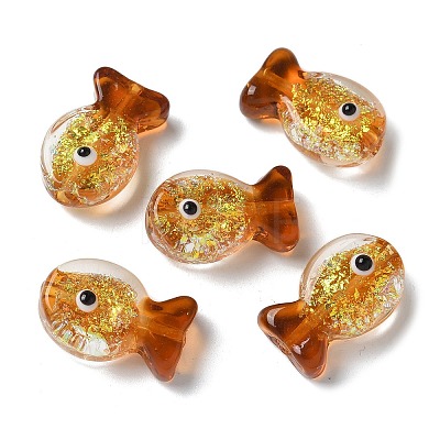 Handmade Foil Lampwork Fish Beads FOIL-Z001-01I-1