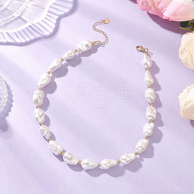 Natural Baroque Pearl Keshi Pearl Beaded Necklaces for Women NJEW-JN05870-1