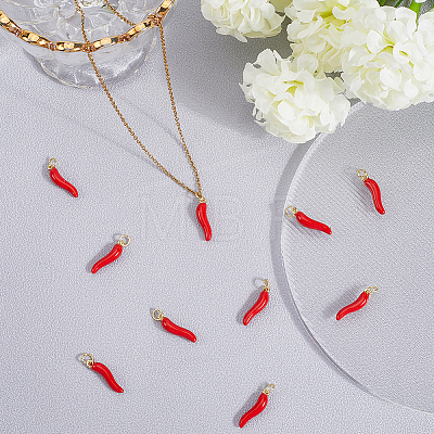 10Pcs Brass Enamel Pendants KK-BBC0019-48A-1