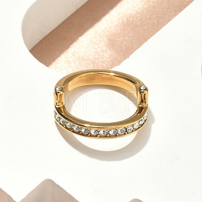 304 Stainless Steel Micro Pave Cubic Zirconia Finger Rings for Women RJEW-F205-01E-G-1