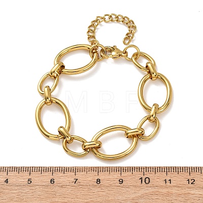 304 Stainless Steel Oval Link Chain Bracelets for Women BJEW-F536-07G-1