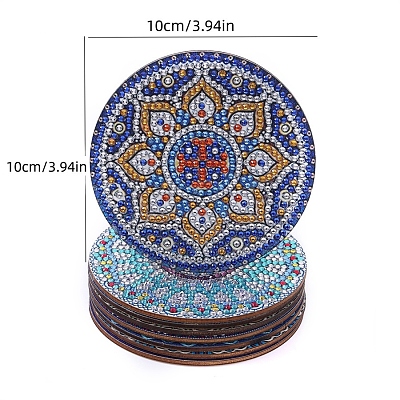 DIY 5D Diamond Painting Mandala Theme Cup Mat Kits PW-WGAF7BE-01-1