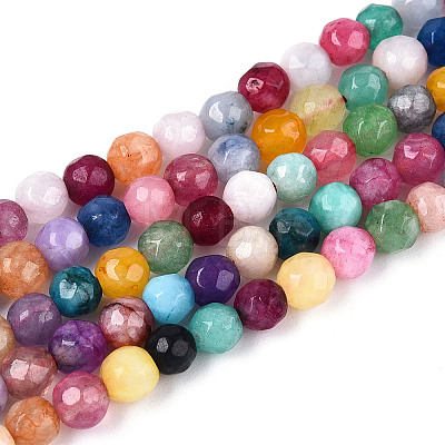 Dyed Natural White Jade Beads Strands G-T139-4mm-60-02-1