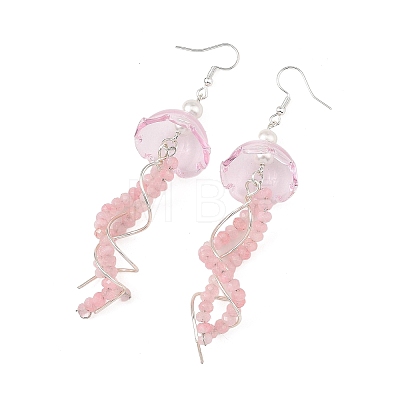 Dyed Natural Malaysia Jade Jellyfish Dangle Earrings for Women EJEW-JE07484-1