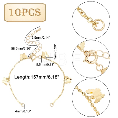 10Pcs Brass Curb Chains Bracelet Making AJEW-UN0001-19-1