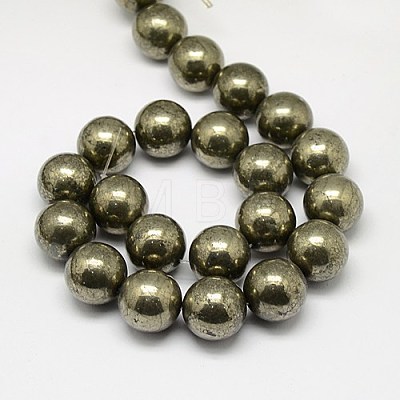Natural Pyrite Beads Strands G-L031-18mm-01-1