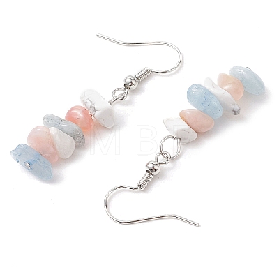 Natural Aquamarine & Pink Opal & Howlite Dangle Earrings EJEW-JE06127-03-1