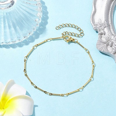 Brass Bar Link Chain Bracelets for Women Men BJEW-JB10274-01-1