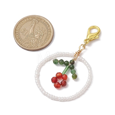 Ring Handmade Glass Seed Beads Pendant Decorations HJEW-MZ00067-02-1
