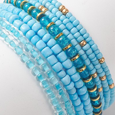 8Pcs 8 Styles Glass Seed Beaded Stretch Bracelets Set BJEW-JB09192-03-1