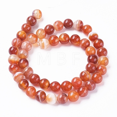 Natural Striped Agate/Banded Agate Beads Strands G-G582-6mm-59-1